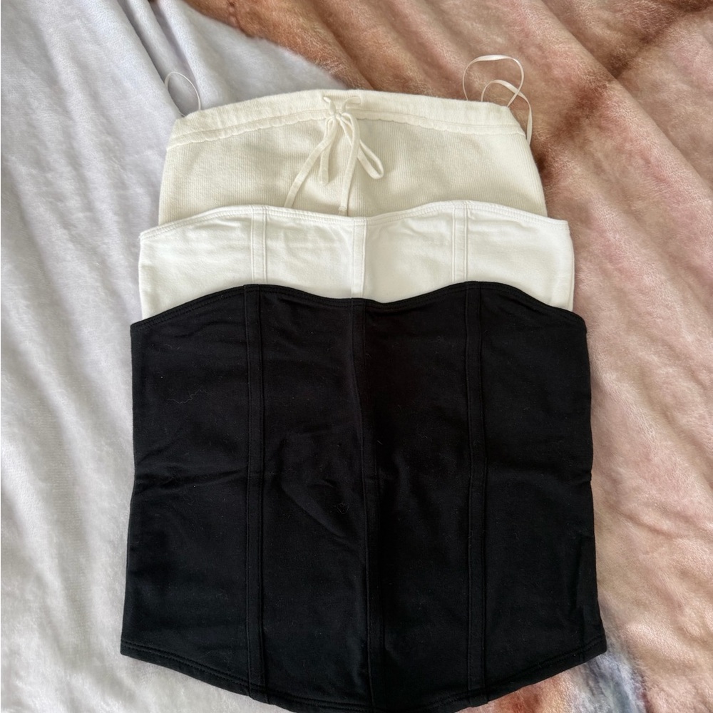 Hollister Black and Cream Crop Tops